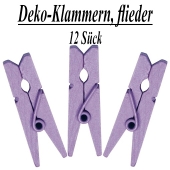 Holz-Deko-Klammern, flieder, 12 Stück