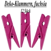 Holz-Deko-Klammern, fuchsia, 12 Stück