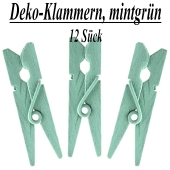 Holz-Deko-Klammern, mintgrün, 12 Stück