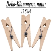 Holz-Deko-Klammern, natur, 12 Stück