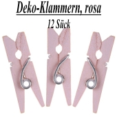Holz-Deko-Klammern, rosa, 12 Stück