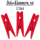 Holz-Deko-Klammern, rot, 12 Stück