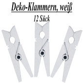 Holz-Deko-Klammern, weiß, 12 Stück