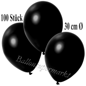 Deko-Luftballons Metallic Schwarz, 100 Stück