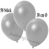 Deko-Luftballons Metallic Silber, 50 Stück