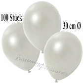 Deko-Luftballons Metallic Weiß, 100 Stück