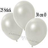 Deko-Luftballons Metallic Weiß, 25 Stück