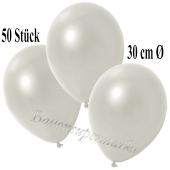 Deko-Luftballons Metallic Weiß, 50 Stück