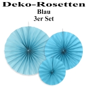 Deko-Rosetten, Blau, 3 Stück-Set