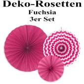 Deko-Rosetten, Fuchsia, 3 Stück-Set