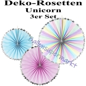 Glänzende Deko-Rosetten, Unicorn, 3 Stück-Set