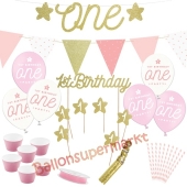 Deko-Set zum 1. Kindergeburtstag, 1st Birthday Girl, 33 Teile