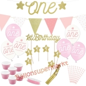 Deko-Set zum 1. Kindergeburtstag, 1st Birthday Girl, 33 Teile