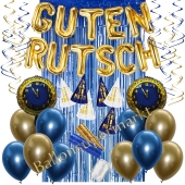 Silvester Dekorations-Set mit Ballons Guten Rutsch Blue & Gold, 35 Teile