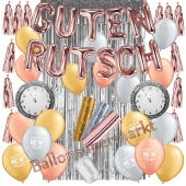 Silvester Dekorations-Set mit Ballons Guten Rutsch Rose Gold, Silver & Gold, 27 Teile