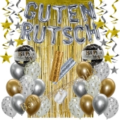 Silvester Dekorations-Set mit Ballons Guten Rutsch Silver & Gold, 35 Teile