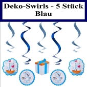 Deko Swirls Baby Dekoration, Deko-Wirbler zu Geburt, Taufe, Baby Party, Blau, Junge