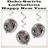 Deko-Swirls Luftballons Happy New Year, Silvester Dekoration, Partdeko, Silvesterdeko