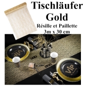 Tischläufer, Tischdecke Resille et Paillette Gold, 3 Meter Rolle