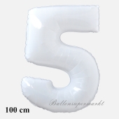 Großer weißer Luftballon Zahl 5