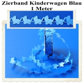 Deko-Zierband, Stoff-Schmuckband, Babywagen, Kinderwagen, Blau, Junge, Boy, 1 Meter