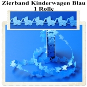 Deko-Zierband, Stoff-Schmuckband, Babywagen, Kinderwagen, Blau, Junge, Boy, 1 Rolle