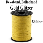 Zierband, Luftballonband, Gold Glitter