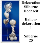 Ballondekoration Silberne Hochzeit 1, 25. Jubiläum, Silberne 25