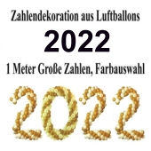 Zahlen aus Luftballons, Jahreszahl 2022, Dekoration Silvester, Silvesterdeko, Partydekoration Neujahrsfeier