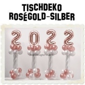 Dekoration Silvester, Tischdekoration, Ballondekoration 2022, rosegold-silber