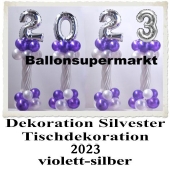 Dekoration Silvester, Tischdekoration, Ballondekoration 2023, violett-silber
