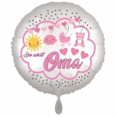 Du wirst Oma, Luftballon aus Folie, 43 cm, Satine de Luxe, weiß