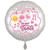Du wirst Tante, Luftballon aus Folie, 43 cm, Satine de Luxe, weiß