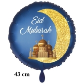 Eid Mubarak Luftballon aus Folie mit Helium-Ballongas, Satin de Luxe Blau