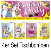 4er Set Tischbomben, Einhorn Party