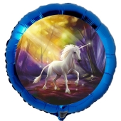 Einhorn Luftballon, blauer Rundballon mit Ballongas-Helium