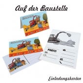 Baustellenparty - Einladungskarten zum Kindergeburtstag