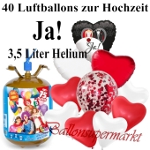 Ballons und Helium Midi Set, Ja! mit Einwegbehälter
