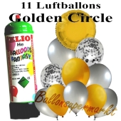 Ballons und Helium Mini Set, Golden Circle mit Einwegbehälter