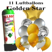 Ballons und Helium Mini Set, Golden Star mit Einwegbehälter
