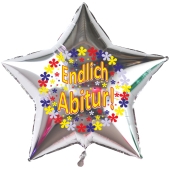 Endlich Abitur! Silberner Sternluftballon aus Folie