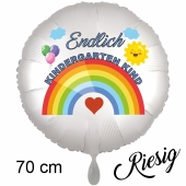 Endlich Kindergarten Kind. Luftballon in Satin-Weiß, 70 cm, inklusive Helium
