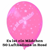 Es ist ein Mädchen, Luftballons in Rosé, 50 Stück