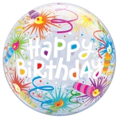 Luftballon aus PVC , Bubble Happy Birthday mit Kerzen , inklusive Helium