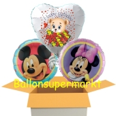 3 Luftbaloons aus Folie, Mickey Maus, Minnie Maus und Happy Birthday Baerchen , inklusive Helium 