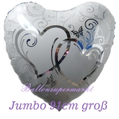 Verschlungene Herzen,Jumbo-Luftballon aus Folie zur Hochzeit