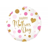 Happy Mothers Day, Pink & Gold Dots aus Folie mit Helium