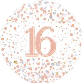 Luftballon zum 18. Geburtstag, Sparkling Fizz Rosegold 16, ohne Helium-Ballongas