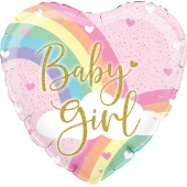 Rainbow Baby Girl, holo, holografischer Luftballon aus Folie mit Helium