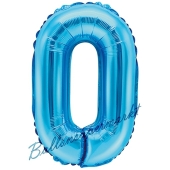 Luftballon Zahl 0, blau, 35 cm